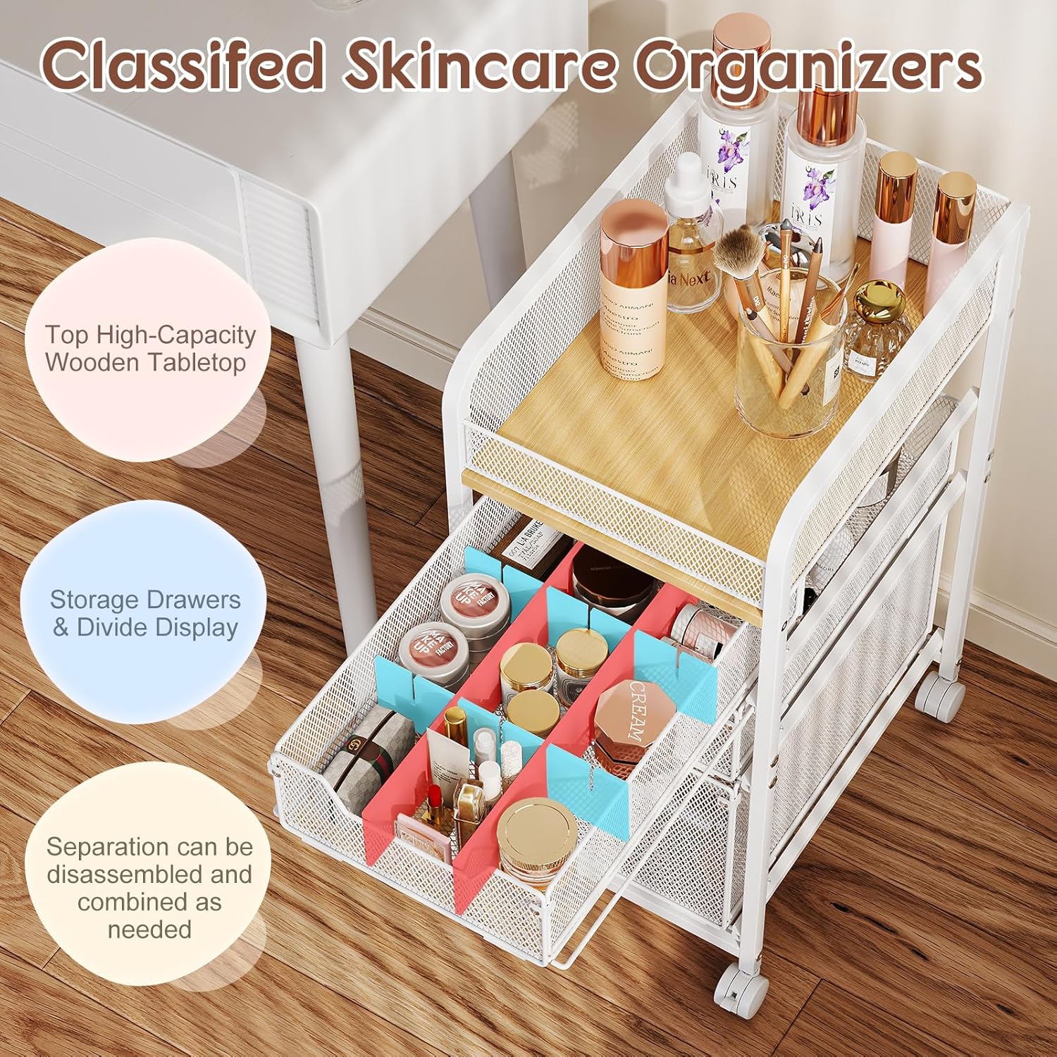 Rolling Makeup Cart Organizer  - огляд і ціна Skincare You