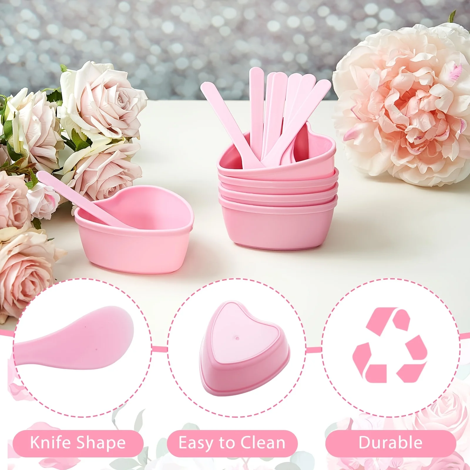 6-piece Pink Heart Shaped Faci - огляд і ціна Skincare Pink